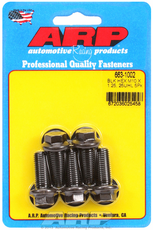 ARP M10 x 1.25 x 25 hex black oxide bolts (5pcs)