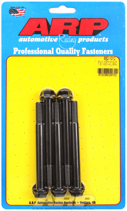 M10 x 1.50 x 100 hex black oxide bolts (5pcs)
