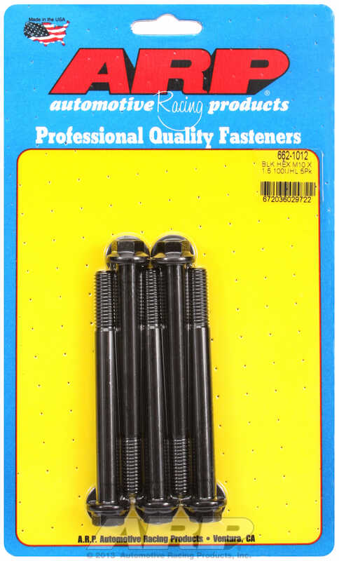 M10 x 1.50 x 100 hex black oxide bolts (5pcs)