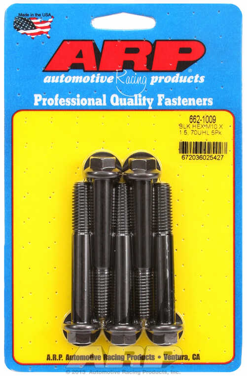 M10 x 1.50 x 70 hex black oxide bolts (5pcs)