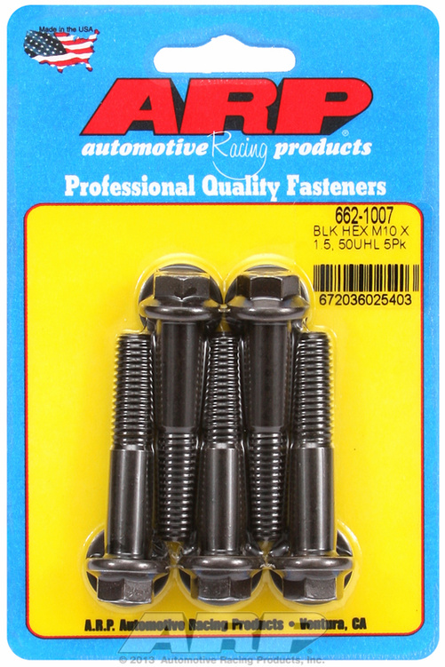 M10 x 1.50 x 50 hex black oxide bolts (5pcs)