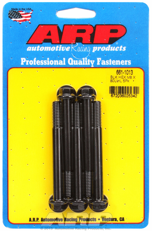 M8 x 1.25 x 80 hex black oxide bolts (5pcs)