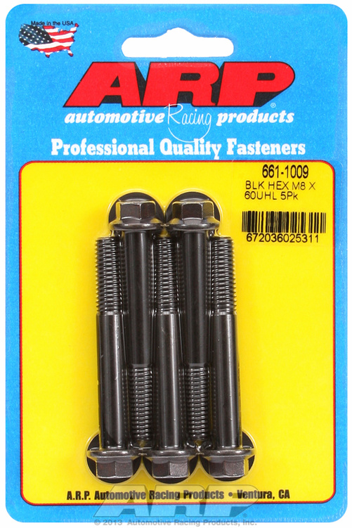 M8 x 1.25 x 60  hex black oxide bolts (5pcs)