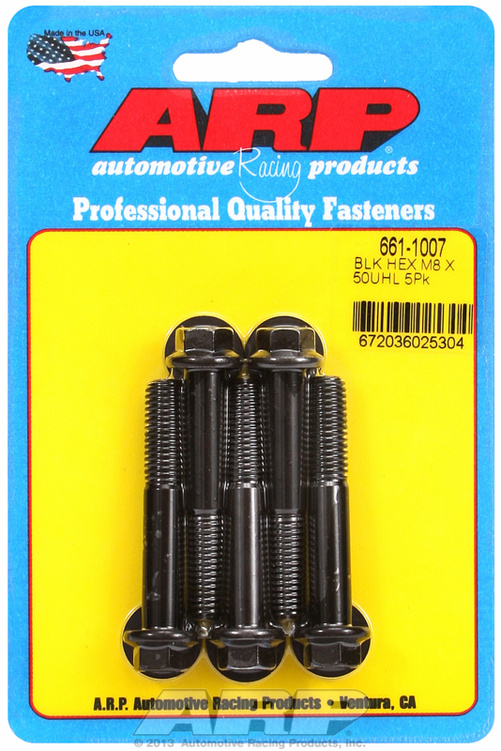 M8 x 1.25 x 50 hex black oxide bolts (5pcs)