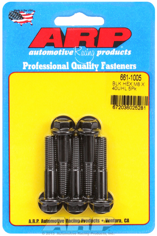 ARP M8 x 1.25 x 40 hex black oxide bolts (5pcs)
