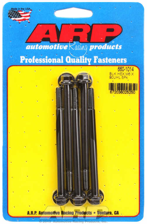 M6 x 1.00 x 90  hex black oxide bolts (5pcs)