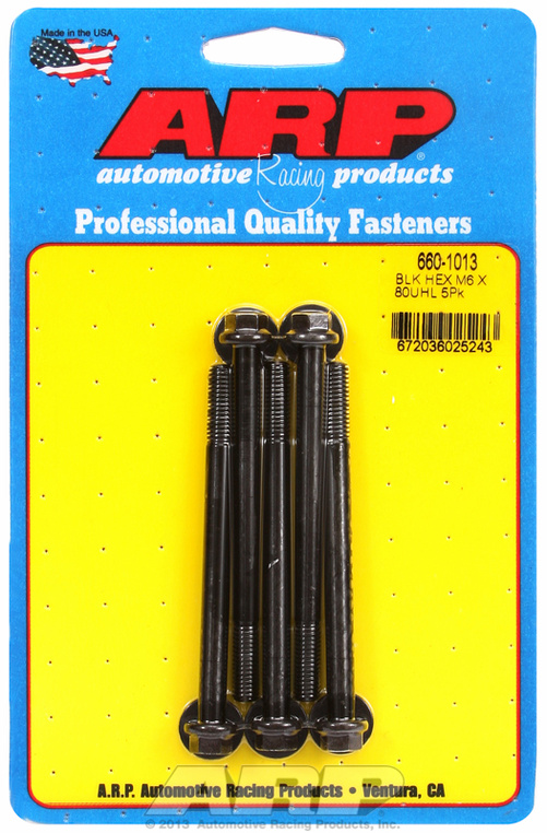 M6 x 1.00 x 80 hex black oxide bolts (5pcs)