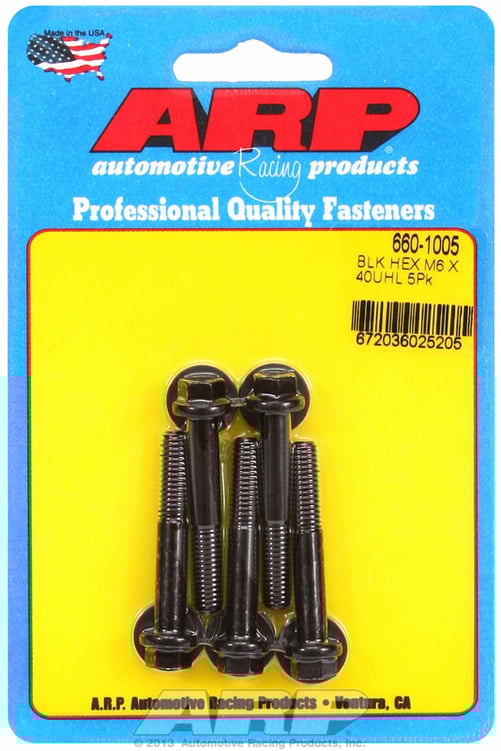 M6 x 1.00 x 40 hex black oxide bolts (5pcs)