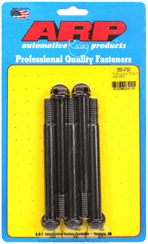 "7/16""-14 X 4.750 hex 1/2 wrenching black oxide bolts" 5pcs