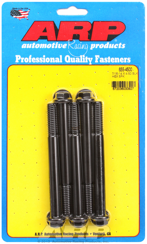 "7/16""-14 X 4.500 hex 1/2 wrenching black oxide bolts" 5pcs