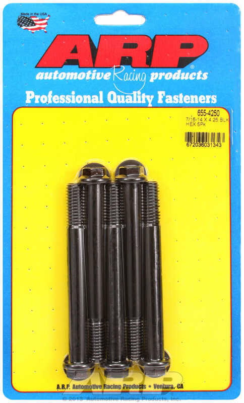 "7/16""-14 X 4.250 hex 1/2 wrenching black oxide bolts" 5pcs