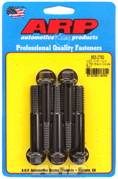 "7/16""-14 X 2.750 hex black oxide bolts" (5pcs)
