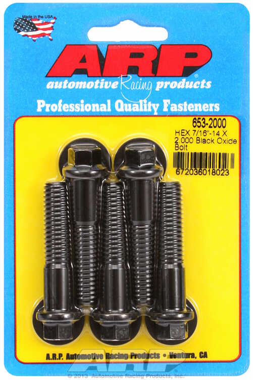 "7/16""-14 X 2.000 hex black oxide bolts" (5pcs)