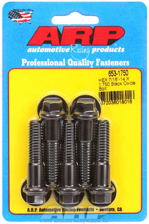 "7/16""-14 X 1.750 hex black oxide bolts" (5pcs)