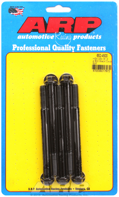 "3/8""-16 X 4.500 hex black oxide bolts" (5pcs)