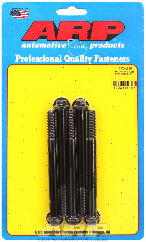 "3/8""-16 X 4.250 hex black oxide bolts" (5pcs)