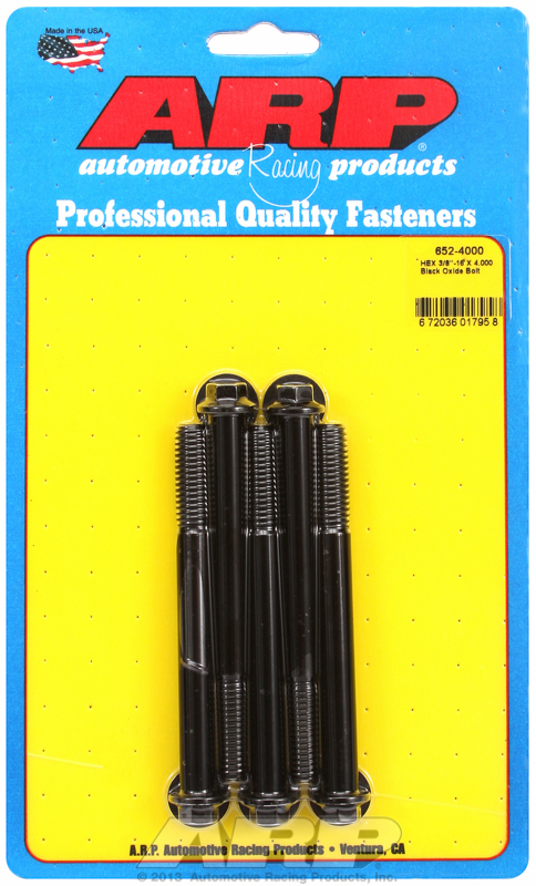 "3/8""-16 X 4.000 hex black oxide bolts" (5pcs)