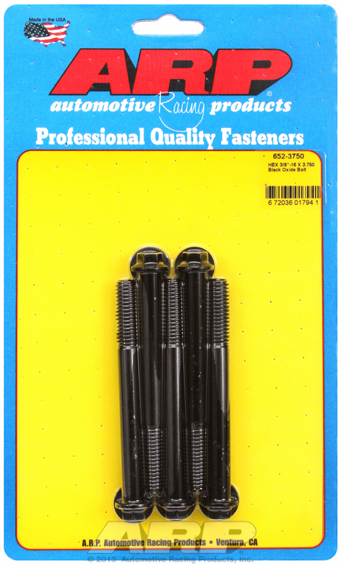 "3/8""-16 X 3.750 hex black oxide bolts" (5pcs)