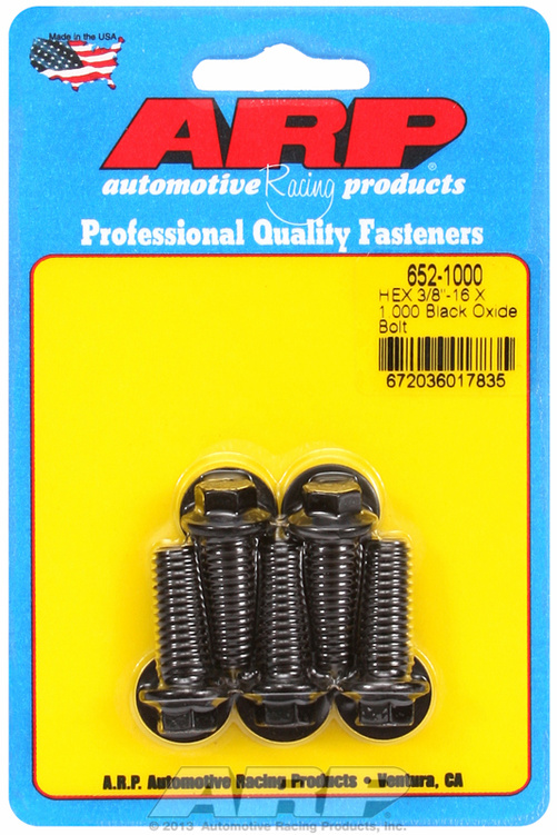 "3/8""-16 X 1.000 hex black oxide bolts" (5pcs)