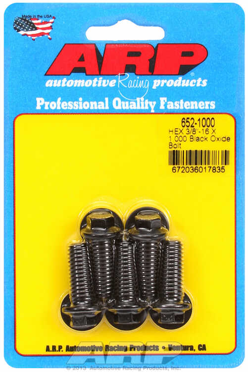 "3/8""-16 X 1.000 hex black oxide bolts" (5pcs)