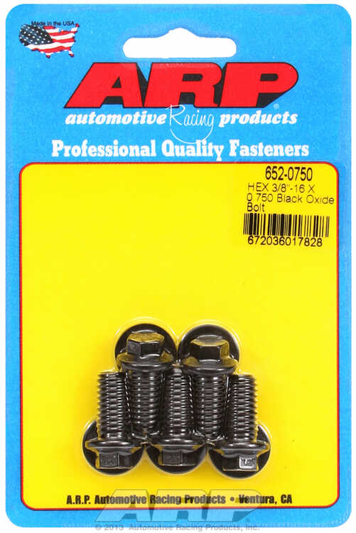 "3/8""-16 X 0.750 hex black oxide bolts" (5pcs)