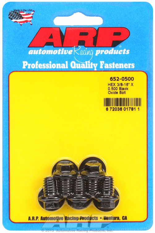 "3/8""-16 X 0.500 hex black oxide bolts" (5pcs)