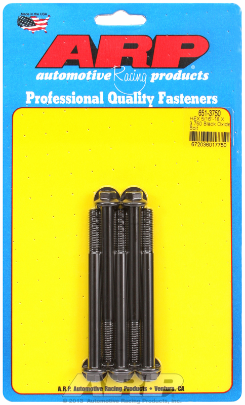 "5/16""-18 X 3.750 hex black oxide bolts" (5pcs)