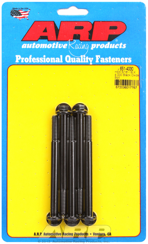 "5/16""-18 X 4.000 hex black oxide bolts" (5pcs)