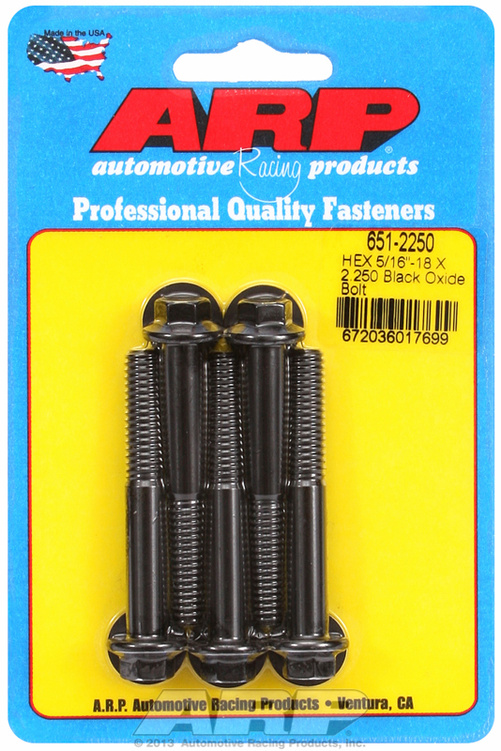"5/16""-18 X 2.250 hex black oxide bolts" (5pcs)