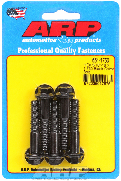 "5/16""-18 X 1.750 hex black oxide bolts" (5pcs)