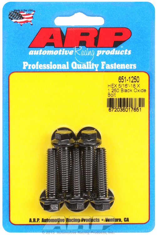 "5/16""-18 X 1.250 hex black oxide bolts" (5pcs)