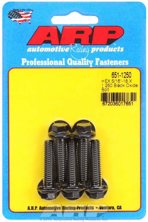 "5/16""-18 X 1.250 hex black oxide bolts" (5pcs)