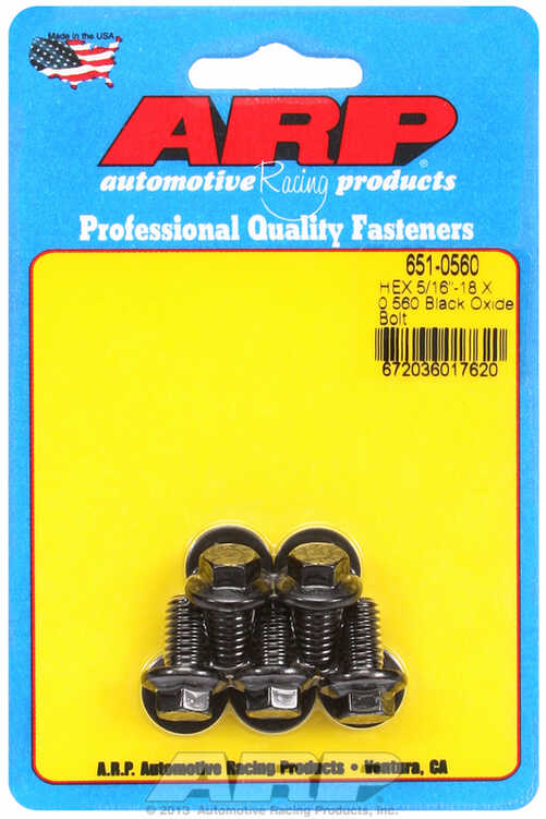 "5/16""-18 X 0.560 hex black oxide bolts" (5pcs)