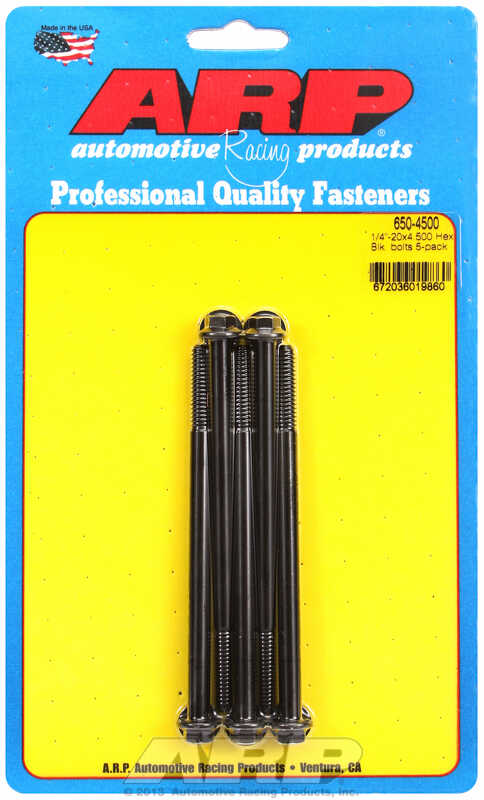 "1/4""-20 X 4.500 hex black oxide bolts" (5pcs)