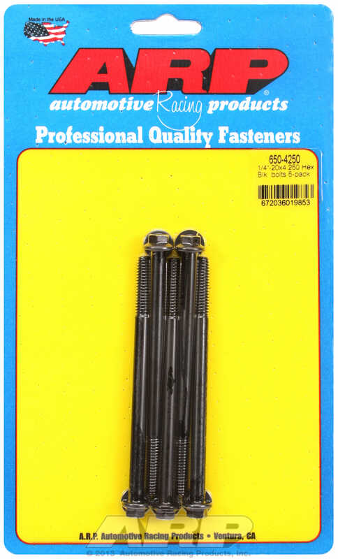 "1/4""-20 X 4.250 hex black oxide bolts" (5pcs)