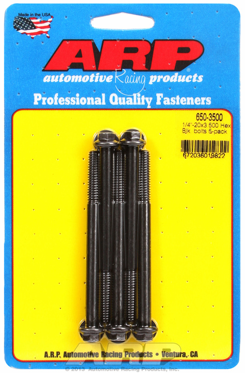 "1/4""-20 X 3.500 hex black oxide bolts" (5pcs)