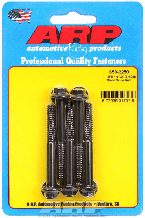 "1/4""-20 X 2.250 hex black oxide bolts" (5pcs)