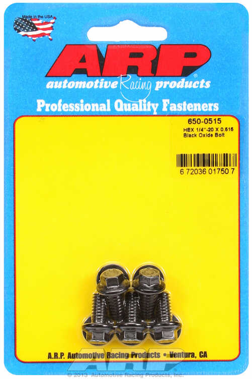 "1/4""-20 X 0.515 hex black oxide bolts" (5pcs)