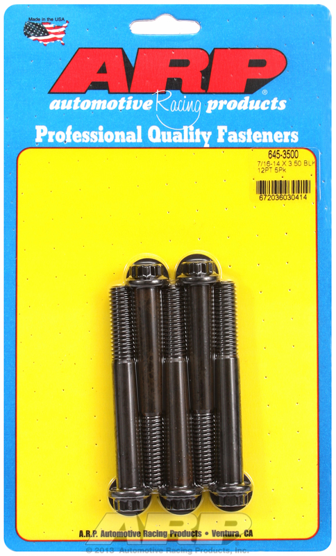 "7/16""-14 X 3.500 12pt 1/2 wrenching black oxide bolts"5pcs