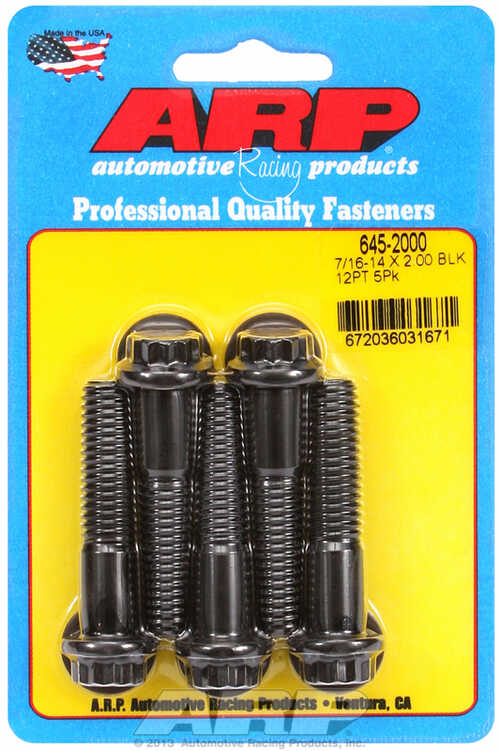 "7/16""-14 X 2.000 12pt 1/2 wrenching black oxide bolts"5pcs
