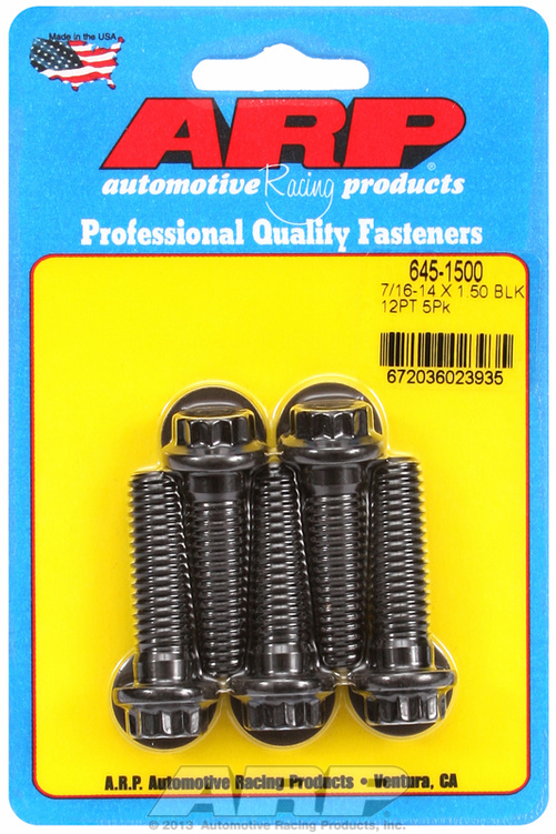 "7/16""-14 X 1.500 12pt 1/2 wrenching black oxide bolts"5pcs