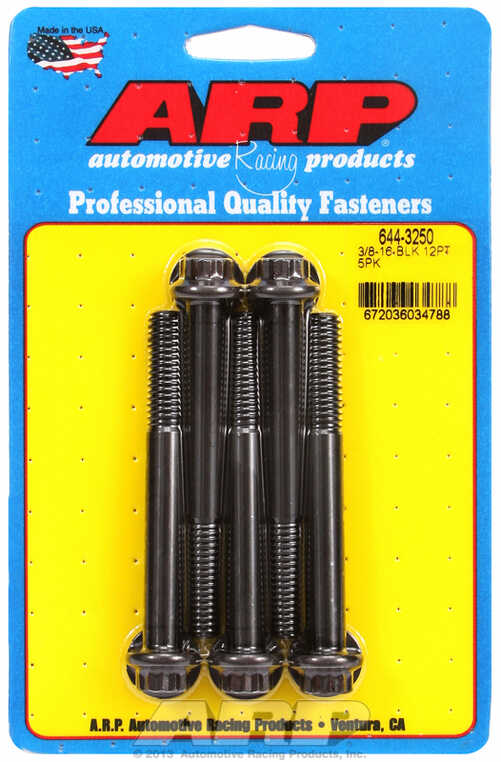 "3/8""-16 x 3.250 12pt 7/16 wrenching black oxide bolts"5pcs