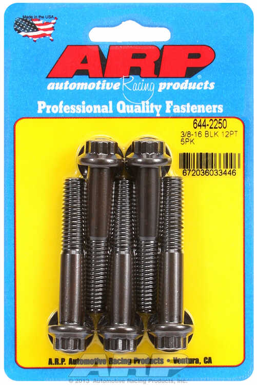 "3/8""-16 x 2.250 12pt 7/16 wrenching black oxide bolts"5pcs