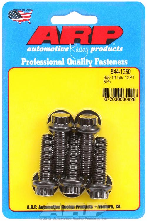 "3/8""-16 x 1.250 12pt 7/16 wrenching black oxide bolts"5pcs
