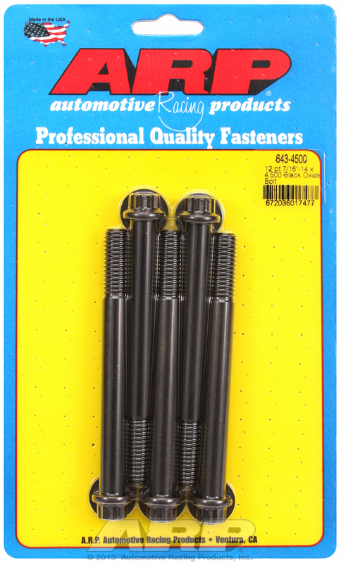"7/16""-14 x 4.500 12pt black oxide bolts" (5pcs)
