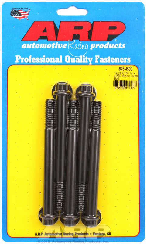 "7/16""-14 x 4.500 12pt black oxide bolts" (5pcs)
