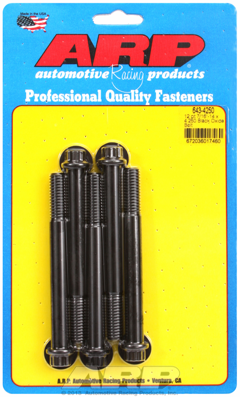 "7/16""-14 x 4.250 12pt black oxide bolts" (5pcs)