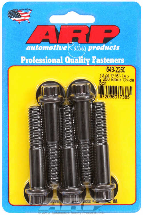 "7/16""-14 x 2.250 12pt black oxide bolts" (5pcs)