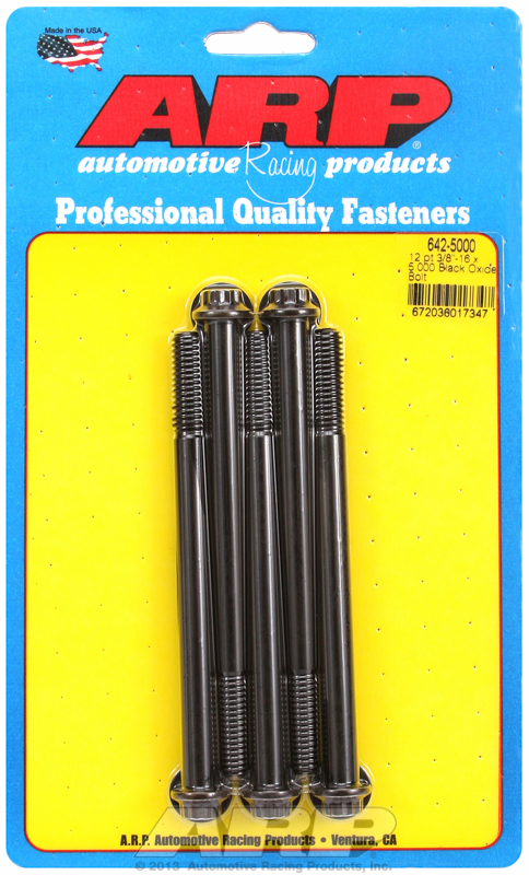 "3/8""-16 x 5.000 12pt black oxide bolts" (5pcs)