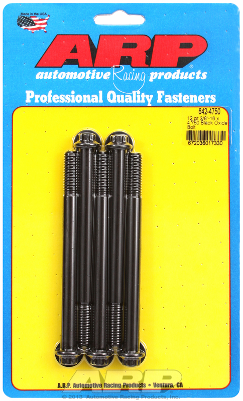 "3/8""-16 x 4.750 12pt black oxide bolts" (5pcs)